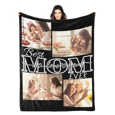 ZHOUSFK Mom Blanket for Mothers Day from Daughter Son,Custom Personalized Picture Photo Blankets for Mother’s Day Customized Christmas Birthday for Wife Gifts for Mom - Image 1