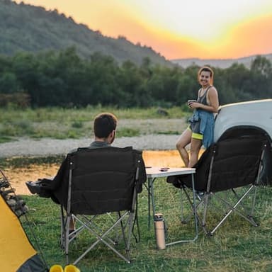 Bolosy Oversized XL Camping Chairs for Adults Heavy Duty Support 500 lbs Outdoor Folding Chairs Padded Portable Lawn Chairs Camp Chairs with Cup Holder - Image 2