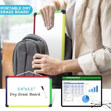 MaxGear Colorful Small Dry Erase Board, 14"x11" Double-Sided Hangable with Dry Erase Marker, Portable Whiteboard for Home School Office - Planning Writing Learning Drawing Art Education - Image 5