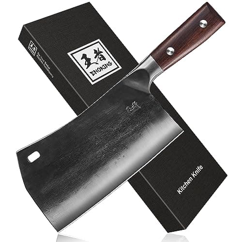 ENOKING Cleaver Knife, 7.5 Inch Hand Forged Meat Cleaver Heavy Duty Bone Chopper German High Carbon Stainless Steel Butcher Knife with Full Tang Handle for Home Kitchen and Restaurant, Ultra Sharp - Image 1