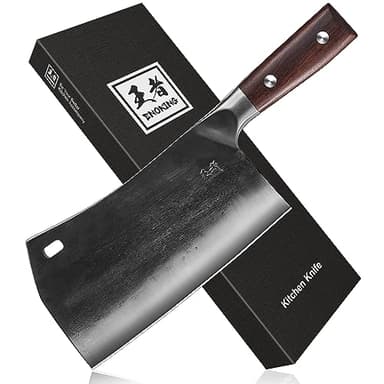 ENOKING Cleaver Knife, 7.5 Inch Hand Forged Meat Cleaver Heavy Duty Bone Chopper German High Carbon Stainless Steel Butcher Knife with Full Tang Handle for Home Kitchen and Restaurant, Ultra Sharp - Image 1