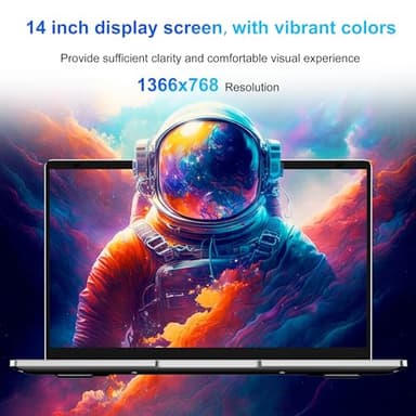 Laptop Computer, 14 inch Laptop Dual-Core Cerelon N4000 6GB RAM 128GB SSD Portable Laptop, 1366x768 IPS Display Fanless Design Laptop PC, WiFi 2.4/5G, BT 5.0, USB 3.0, Mini HDMI, Include USB-C Hub - Image 3