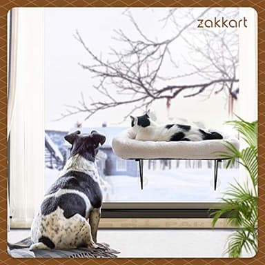 Zakkart Cat Window Perch - 100% Metal Supported from Below - Comes with Warm Spacious Pet Bed - Cat Window Hammock for Large Cats & Kittens - for Sunbathing, Napping & Overlooking (White) - Image 6