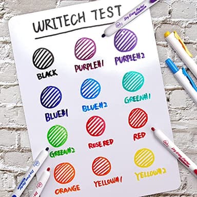 WRITECH Retractable Dry Erase Markers: Fine Tip Assorted Colors Low Odor Multi Colored Set Kid Adult Refillable Clickable Multicolor Thin Point Whiteboard Marker Bulk 12ct No Bleed Smear - Image 3