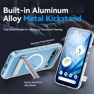 Oneagle Magnetic Clear for Google Pixel 9 Pro XL Case with [Metal Kickstand + Screen Protector],[Fit for MagSafe][30X Anti-Yellow][15FT Military Grade Shockproof] Hard Back Pixel 9 Pro XL Phone Case - Image 2
