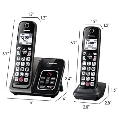 Panasonic Cordless Phone with Answering Machine, Advanced Call Block, Bilingual Caller ID and Easy to Read High-Contrast Display, Expandable System with 3 Handsets - KX-TGD833M (Metallic Black) - Image 9