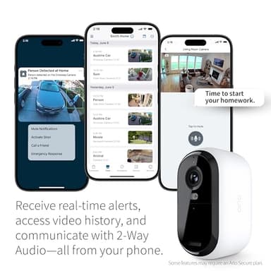 Arlo Essential Security Camera 2K | Outdoor - Indoor | 2nd Gen | Wireless with Spotlight, 2-Way Audio, Color Night Vision, Live Stream, Motion Activation, Real Time Notifications - White, 3 Cameras - Image 4