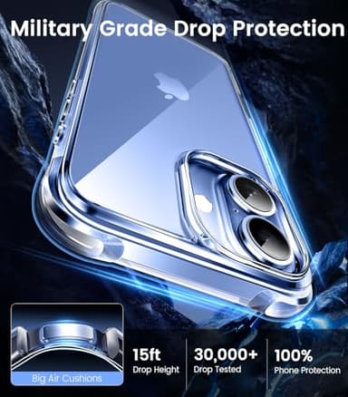 Mkeke Compatible with iPhone 17 Case Clear [Not-Yellowing] [Military-Grade Drop Protection] Shockproof Protective Phone Bumper for Apple 6.3 inch - Image 3