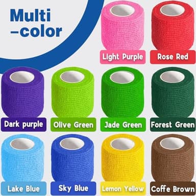 AZEN 40 Pack Self Adhesive Bandage Wrap, 2" X 5 Yards Elastic Cohesive Bandage Wrap, Color Athletic Tape, Vet Wrap, Ankle Tape, Tattoo Grip Tape Wrap - Image 7