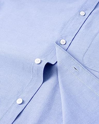 Alimens & Gentle Mens Solid Oxford Shirt Long Sleeve Dress Shirt Work Casual Button Down Shirts with Pocket Classic Blue - Image 5
