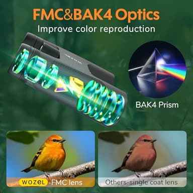 WOZEL 16x42 Binoculars for Adults High Powered - HD Clear Low Light Vision with Large Bright View - Powerful Binoculars for Brid Watching Hunting Travel Hiking Concerts - Black - Image 5