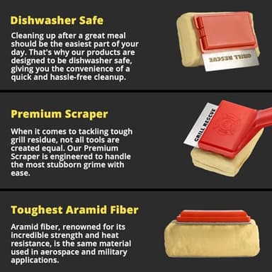 Grill Rescue BBQ Replaceable Cleaning Head, Bristle Free - Durable and Unique Grill Tools for Cast Iron or Stainless-Steel Grates, Barbecue Cleaner - Image 3