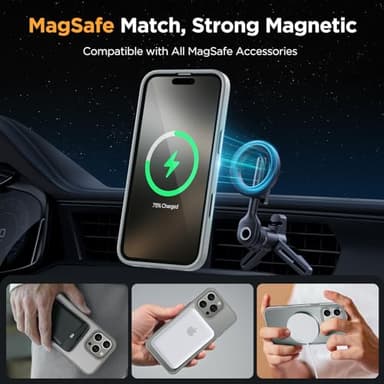 Miracase Magnetic Series for iPhone 16 Pro Case [Compatible with MagSafe] [with 2X Screen Protectors] Military-Grade Protection, Anti-Fingerprint, Slim Phone Case for 16 Pro 6.3 inch - Gray - Image 3