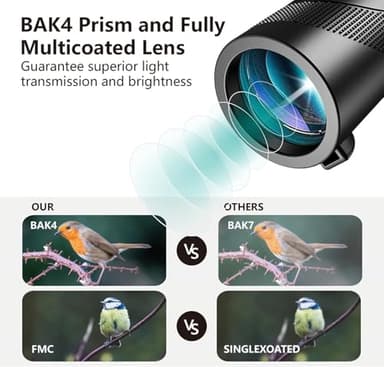 Monocular Telescope 80X100 2024 High Powered Monocular with Smartphone Adapter & Metal Tripod - BAK4 Prism with Clear for Wildlife Hunting Camping Travelling - Image 3