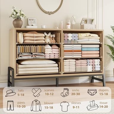 GarveeHome 6 Dresser for Bedroom, 52" Wide Drawer with Large Storage Space, Freestanding Wooden Closet Storage Dresser Chest for Living Room, Bedroom, Entryway, Natural Oak - Image 7