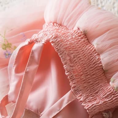 Nileafes Toddler Baby Girl Party Dress Floral Tutu Princess Elasticity Cake Smash Photo Shoot Dresses Size 4Y (3-4 Years, 120-Pink) - Image 5