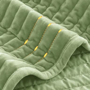 SHALALA Velvet Quilt Queen Size,Vertical Striped Bedding Set,Lightweight Velvet Comforter,Luxurious Cozy Bedspread and Coverlet with Soft Brushed Microfiber(Sage Green,Full/Queen) - Image 3