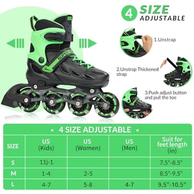 SUPER YOUNGSTER Adjustable Inline Skates for Boys Girls Ages 4-12 with Light Up Wheels, Roller Skates Blades for Youth Kids Indoor & Outdoor Beginners - Image 3