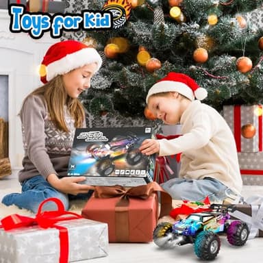AONEPTR Remote Control Car, All Terrain Remote Control Truck for Boy, 2.4GHz Rc Car with Bodylight and Two Rechargeable Batteries, 20KM/H Monster Truck Toys - Image 7