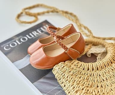 ESTINE Mary Jane Flats for Little Kids Toddler Baby Girls Glittery Dress Princess Ballet Shoes(309-Brown,5M) - Image 5