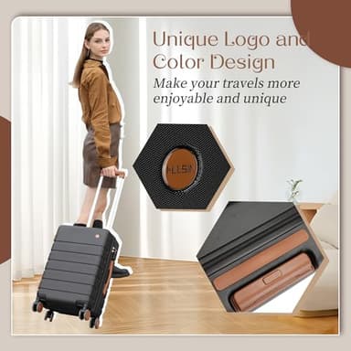 Hulsin 3 Piece Luggage Sets,Hardshell Suitcase with Spinner Wheels,Rolling Travel Suitcases Sets,Hardside Luggage Sets for Women and Men (Green, 3PCS Set) - Image 4