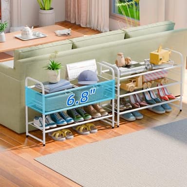 SUFAUY 3-Tier Mesh Shoe Rack, Closet Metal 33" Wide Shoe Shelf Heavy Duty, White - Image 5