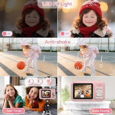 Digital Camera for Kids, WITYEAH 48MP FHD 1080P Point and Shoot Digital Cameras with 16X Zoom Anti-Shake, Compact Portable Cameras for Photography, for Boys Girls Teens Beginners-Pink - Image 6