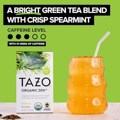 TAZO Organic Zen Green Tea, Green Tea Zen for Health and Wellness, 96 Total Tea Bags (16ct - Pack of 6) - Image 4