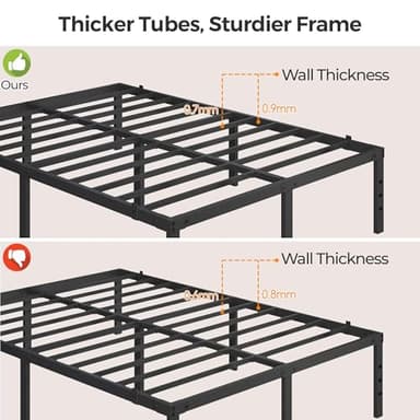Yaheetech 14 Inch Tall Metal Bed Frame Queen Platform Bed Frame with Storage Space,Sturdy Slat Support,Easy Assembly,No Box Spring Needed,Black - Image 4