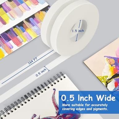 ZARBRE Artist Tape, 2 Pack White Art Tape for Watercolor Paper, Medium Tack Masking Drafting Tape for Painting Canvas Framing, Acid-Free, 0.5in Wide 328FT Long Total - Image 2