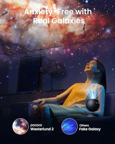 POCOCO Galaxy Star Projector for Bedroom with Replaceable Optical Film Discs, Home Planetarium Night Light Projector with High-Definition Soft Light for Relax, Study, and Meditate, Stress Relief Gifts - Image 3