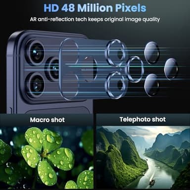 Uyiton Compatible with iPhone 17 Pro Max Camera Lens Protector - [Not Easy to Break][Strong Adsorption][Case-Friendly] Metal Tempered Glass Rear Camera Screen Cover - Deep Blue - Image 3