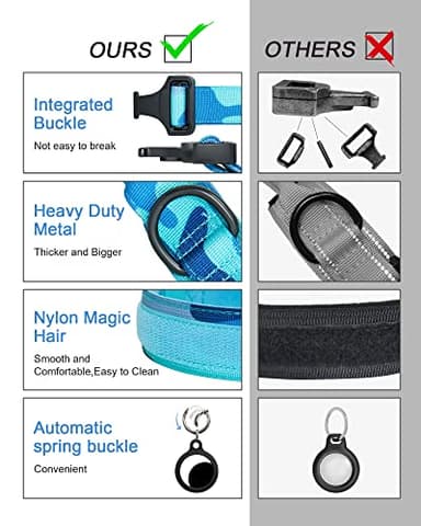 Hotsky Tactical Dog Collar, Adjustable Military Training Nylon Airtag Collar with Handle and Heavy Duty Metal Buckle for Medium Large Dogs, with Airtag Holder and Two Patches（Blue Camo,L） - Image 4