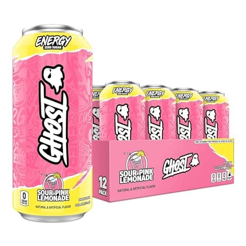 GHOST Energy Drink - 12-Pack, Sour Pink Lemonade, 16oz Cans - Energy & Focus & No Artificial Colors - 200mg of Natural Caffeine, L-Carnitine & Taurine - Gluten-Free & Vegan - Image 1