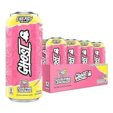 GHOST Energy Drink - 12-Pack, Sour Pink Lemonade, 16oz Cans - Energy & Focus & No Artificial Colors - 200mg of Natural Caffeine, L-Carnitine & Taurine - Gluten-Free & Vegan - Image 1