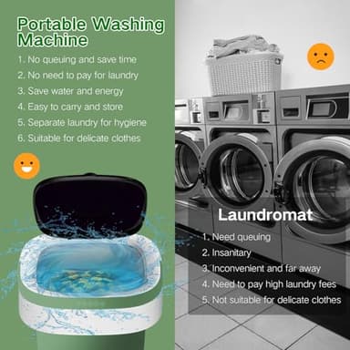 LGLRTD Portable Washing Machine, 15L Small Foldable Washer with 3 Cleaning Modes for Baby Clothes, Underwear, Small Items, Mini Collapsible Laundry for Travel Apartment Home Dorm Hotel Camping (Green) - Image 6