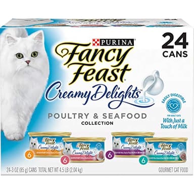 Purina Fancy Feast Wet Cat Food Variety Pack, Creamy Delights Poultry & Seafood Collection - (Pack of 24) 3 oz. Cans - Image 1