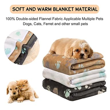 Rezutan Small Dog Blankets 3 Pack for Pet Cat Soft Fuzzy Washable Puppy Blankets, Reversible Paw Print Suitable for Dog Kennels & Beds Sofas Gifts Puppy Essentials, 23x16 inch - Image 7