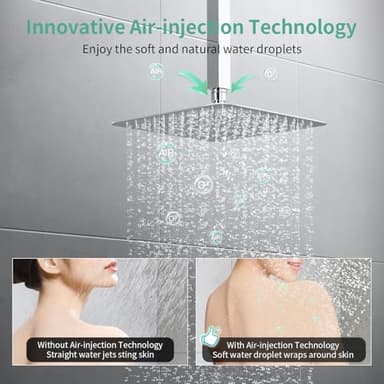 SR SUN RISE Shower System with Push Button Diverter, Ceiling Mounted Luxury 10 Inch Rain Shower Head with Handheld Spray, High Pressure Shower Faucet Combo Set with Rough-in Valve, Polished Chrome - Image 6