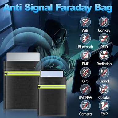 Lulrsay 5 Pack Faraday Bags EMP Proof,Faraday Bags for Laptops Tablets Phones Car Keys,Faraday Cage with Handle&Reflective Strip,EMP bags Faraday Pouch for Electronics Fireproof Waterproof - Image 2