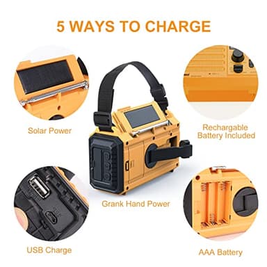 Raynic Weather Radio, 5000mAh/18500mWh NOAA Weather Radio, Solar Hand Crank Emergency Radio with AM/FM/SW/NOAA Weather Alert, Flashlight, Reading Lamp, Cell Phone Charger and SOS Siren - Image 4