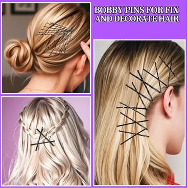 Teenitor 300pcs Hair Pins - Black Bobby Pins, Hair Bands Kit with U Pins for Buns & Bobby Pins in 2" & 2.75" Sizes - Image 5