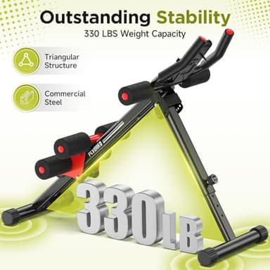 FLYBIRD Ab Workout Equipment, Adjustable Ab Machine Full Body Workout for Home Gym, Strength Training Exercise Equipment for Body Shaping Foldable Waist Trainer Suitable for Beginner Red - Image 4