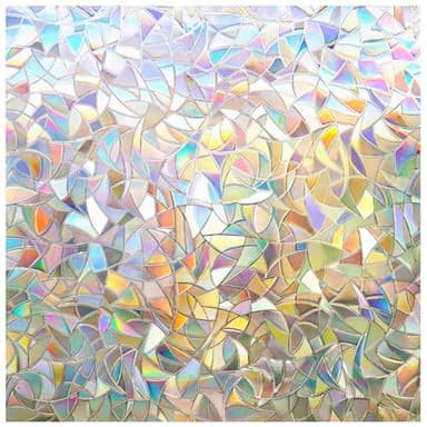 rabbitgoo Window Privacy Film Rainbow Film Decorative Window Sticker, 3D Static Stained Glass Cling Tint for Home Heat Control Non-Adhesive, 11.8 x 78.7 inches - Image 1