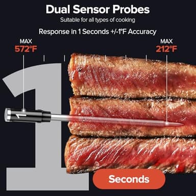 Smart Wireless Meat Thermometer with Dual Probes - Advanced Bluetooth Cooking Thermometer for Perfect Grilling, Smoking, Oven Roasting & Air Frying, Long Range Monitoring & Smart Alerts - Image 3