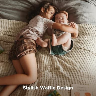 Bedsure Cooling Cotton Waffle Queen Size Blanket -Lightweight Breathable Blanket of Rayon Derived from Bamboo for Hot Sleepers, Luxury Throws for Bed, Couch and Sofa, Light Brown, 90x90 Inches - Image 6