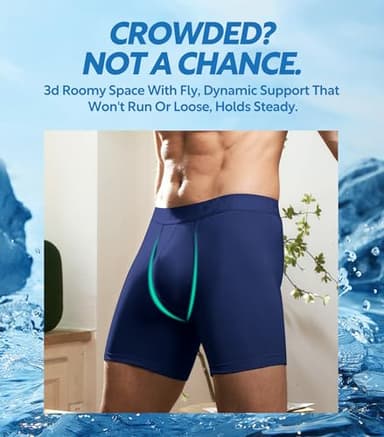 DAVID ARCHY Men’s Underwear Boxer Briefs Soft Comfortable Underwear Boxer Briefs for Men Breathable Moisture-Wicking 4 Pack (L, Black/Dark Gray/Navy Blue/Heather Gray - 5.5" in 4 Pack) - Image 3