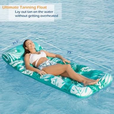 Jasonwell Inflatable Pool Float Adult - Pool Floaties Lounger Floats Floating Chair Raft with Adjustable Backrest Cup Holders Water Floaty Lake Lounge Tanning Floats Beach Party Toys for Adults - Image 7