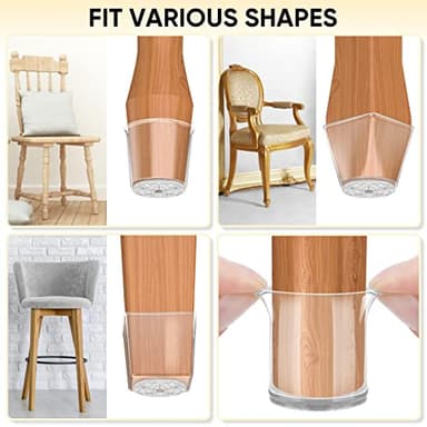 BALEINE 32 Pack Silicone Chair Leg Floor Protectors, Stool Leg Protectors Cap, Non-Slip Chair Leg Caps for Hardwood Floors (Clear & Small, 32 Pack) - Image 8