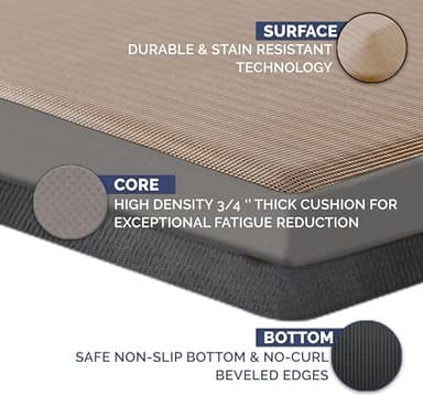 ComfiLife Anti Fatigue Floor Mat – 3/4 Inch Thick Kitchen Mats for Floor, Standing Desk Mat, Kitchen Rug – Comfort at Home, Office – Durable – Stain Resistant – Non-Slip Bottom (20" x 39", Rose Gold) - Image 4